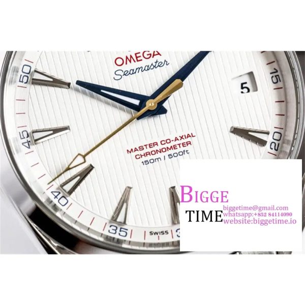 Aqua Terra 150M Master Chronometers VSF 1:1 Best Edition White Dial Orange Hand on SS Bracelet A8900 - Image 3