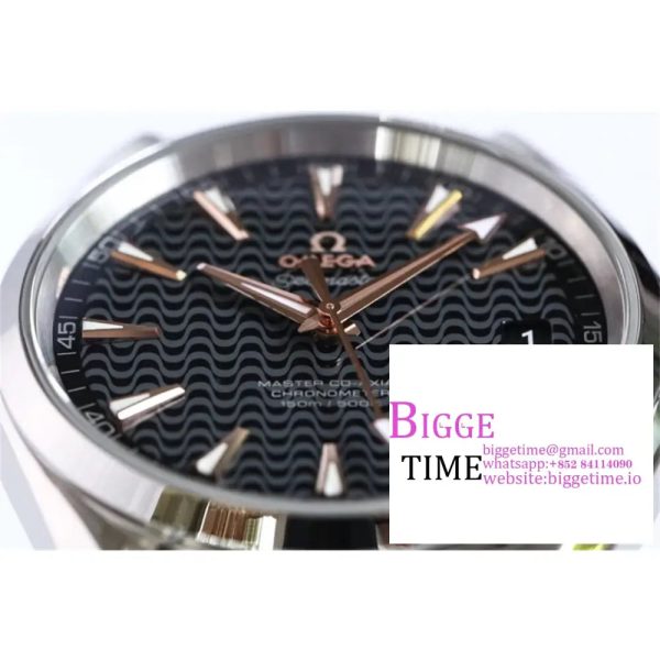 Aqua Terra 150M SS VSF 1:1 Best Edition Black Wave Textured Dial RG Hand on SS Bracelet A8500 - Image 5