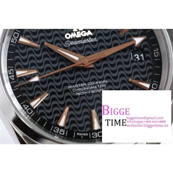 Aqua Terra 150M SS VSF 1:1 Best Edition Black Wave Textured Dial RG Hand on SS Bracelet A8500 - Image 7