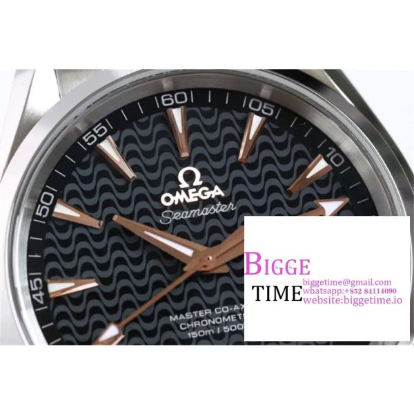 Aqua Terra 150M SS VSF 1:1 Best Edition Black Wave Textured Dial RG Hand on SS Bracelet A8500 - Image 6
