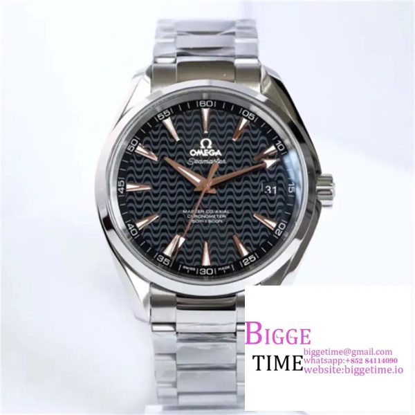 Aqua Terra 150M SS VSF 1:1 Best Edition Black Wave Textured Dial RG Hand on SS Bracelet A8500