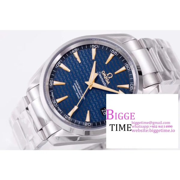 Aqua Terra 150M SS VSF 1:1 Best Edition Blue Wave Textured Dial YG Hand on SS Bracelet A8500 - Image 7