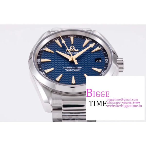 Aqua Terra 150M SS VSF 1:1 Best Edition Blue Wave Textured Dial YG Hand on SS Bracelet A8500 - Image 4