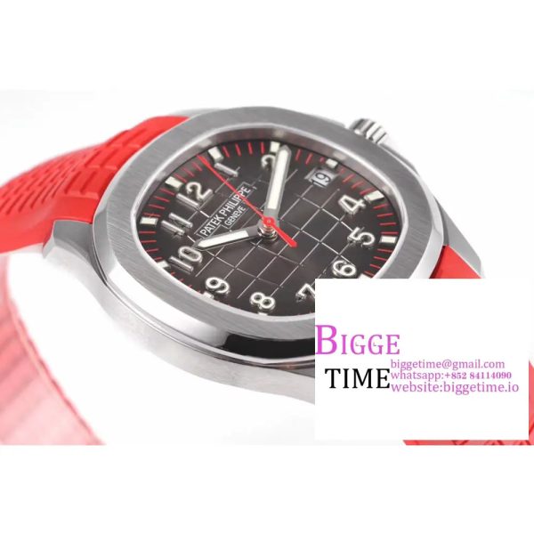 Aquanaut 5167A-012 SS ZF 1:1 Best Edition Black Dial on Red Rubber Strap 330CS V2 - Image 3