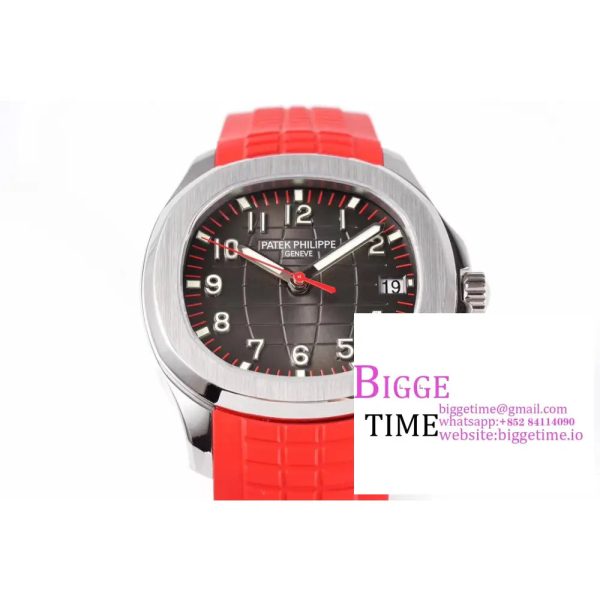 Aquanaut 5167A-012 SS ZF 1:1 Best Edition Black Dial on Red Rubber Strap 330CS V2 - Image 6