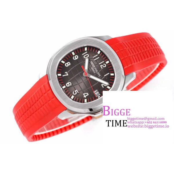 Aquanaut 5167A-012 SS ZF 1:1 Best Edition Black Dial on Red Rubber Strap 330CS V2 - Image 5