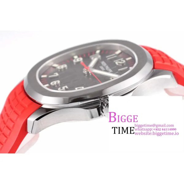 Aquanaut 5167A-012 SS ZF 1:1 Best Edition Black Dial on Red Rubber Strap 330CS V2 - Image 7