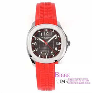 Aquanaut 5167A-012 SS ZF 1:1 Best Edition Black Dial on Red Rubber Strap 330CS V2