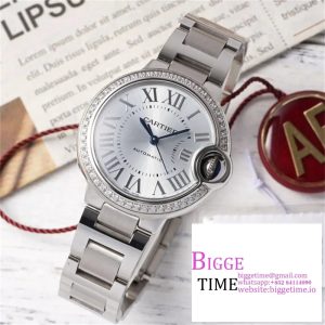 Ballon Bleu 33mm SS AF 1:1 Best Edition Diamond Bezel White Textured Dial on SS Bracelet SEIKO NH05A