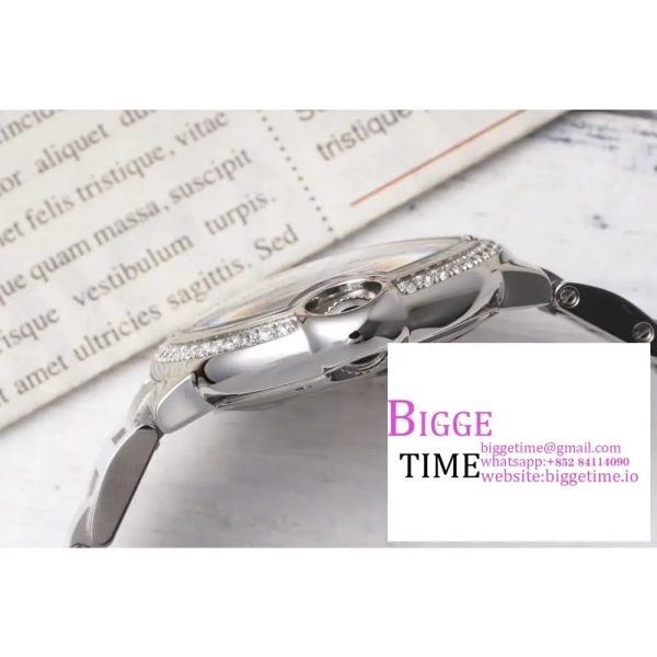 Ballon Bleu 33mm SS AF 1:1 Best Edition Diamond Bezel White Textured Dial on SS Bracelet SEIKO NH05A - Image 7