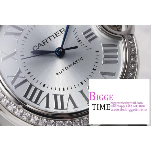 Ballon Bleu 33mm SS AF 1:1 Best Edition Diamond Bezel White Textured Dial on SS Bracelet SEIKO NH05A - Image 3