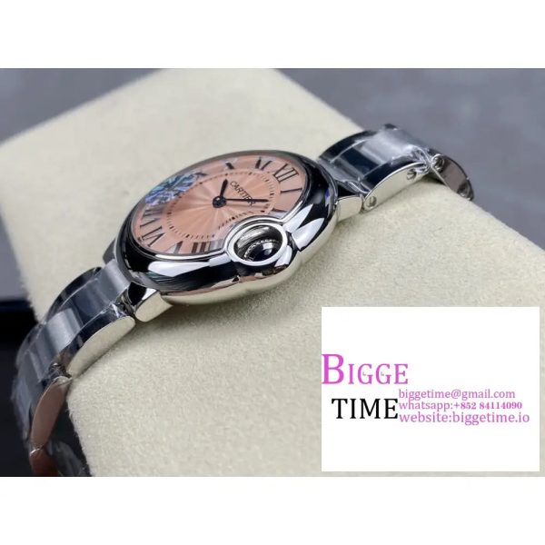 Ballon Bleu 33mm SS AF 1:1 Best Edition Pink Textured Dial on SS Bracelet A1853 - Image 5