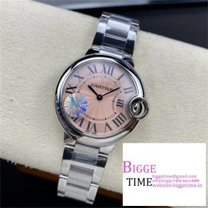 Ballon Bleu 33mm SS AF 1:1 Best Edition Pink Textured Dial on SS Bracelet A1853