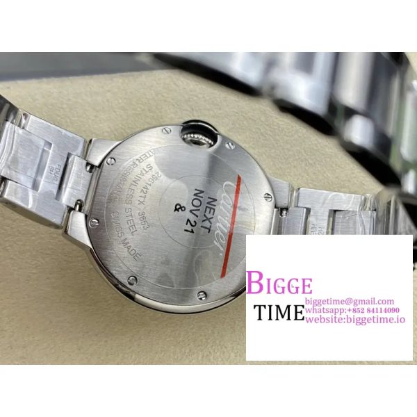 Ballon Bleu 33mm SS AF 1:1 Best Edition Pink Textured Dial on SS Bracelet A1853 - Image 9