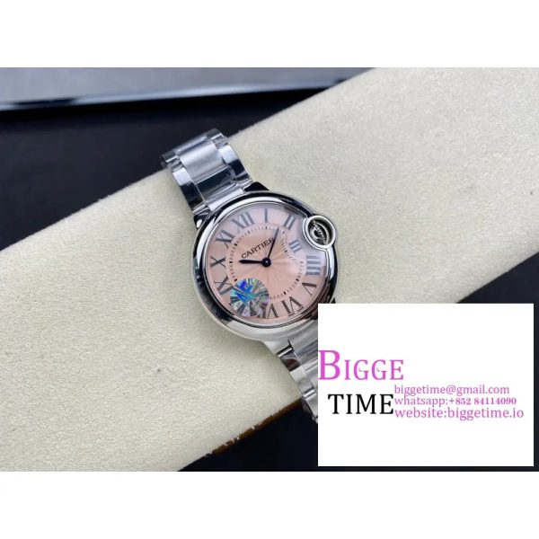 Ballon Bleu 33mm SS AF 1:1 Best Edition Pink Textured Dial on SS Bracelet A1853 - Image 3