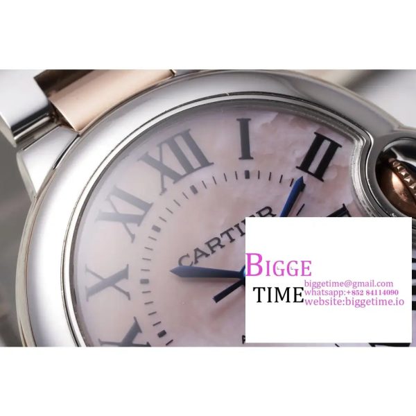 Ballon Bleu 33mm SS AF 1:1 Best Edition Pink Textured Dial on SS/RG Bracelet NH05A - Image 4