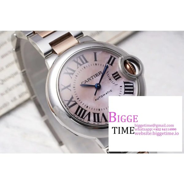 Ballon Bleu 33mm SS AF 1:1 Best Edition Pink Textured Dial on SS/RG Bracelet NH05A - Image 2