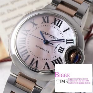 Ballon Bleu 33mm SS AF 1:1 Best Edition Pink Textured Dial on SS/RG Bracelet NH05A