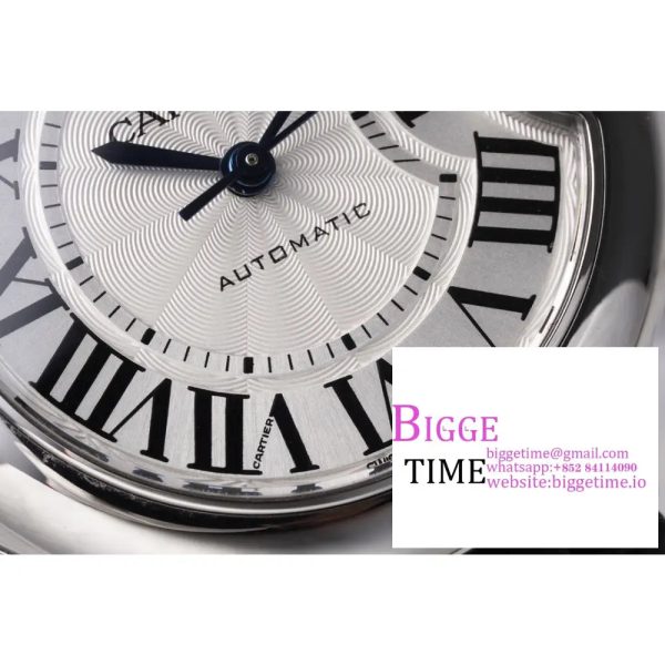 Ballon Bleu 33mm SS AF 1:1 Best Edition White Textured Dial on Black Leather Strap SEIKO NH05A - Image 8