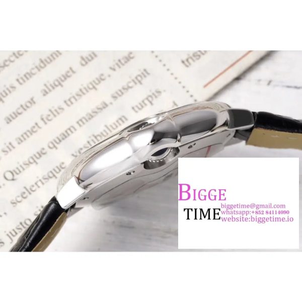 Ballon Bleu 33mm SS AF 1:1 Best Edition White Textured Dial on Black Leather Strap SEIKO NH05A - Image 5