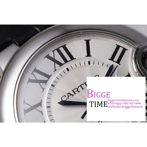 Ballon Bleu 33mm SS AF 1:1 Best Edition White Textured Dial on Black Leather Strap SEIKO NH05A - Image 4