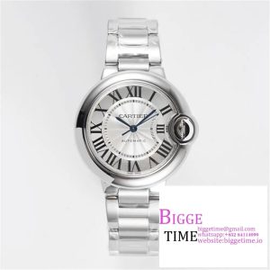 Ballon Bleu 33mm SS AF 1:1 Best Edition White Textured Dial on SS Bracelet A1853 Super Clone