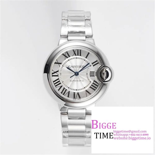 Ballon Bleu 33mm SS AF 1:1 Best Edition White Textured Dial on SS Bracelet A1853 Super Clone