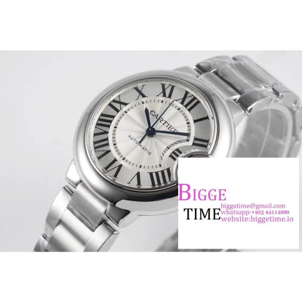 Ballon Bleu 33mm SS AF 1:1 Best Edition White Textured Dial on SS Bracelet A1853 Super Clone - Image 2