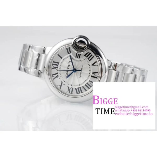 Ballon Bleu 33mm SS AF 1:1 Best Edition White Textured Dial on SS Bracelet A1853 Super Clone - Image 3