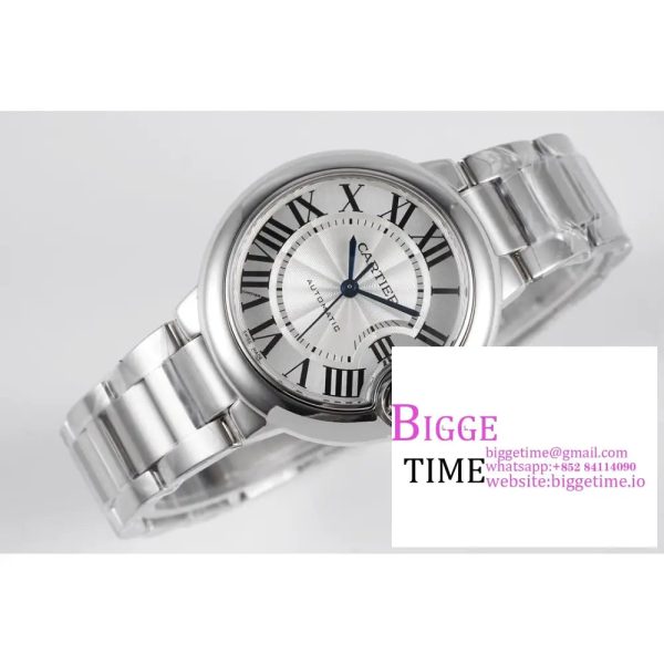 Ballon Bleu 33mm SS AF 1:1 Best Edition White Textured Dial on SS Bracelet A1853 Super Clone - Image 4