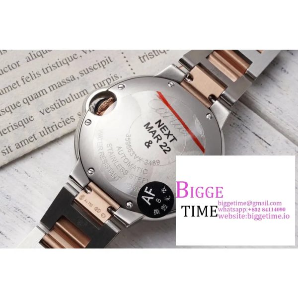 Ballon Bleu 33mm SS/RG AF 1:1 Best Edition White Textured Dial on SS/RG Bracelet SEIKO NH05A - Image 9