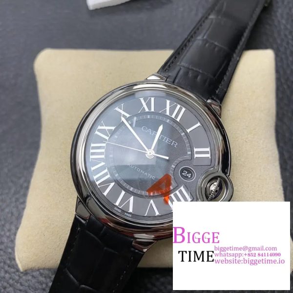 Ballon Bleu 42mm SS AF 1:1 Best Edition BlackTexture Dial on Black Crocodile Strap A2824 - Image 5