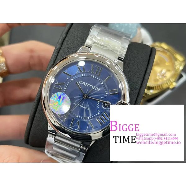 Ballon Bleu 42mm SS AF 1:1 Best Edition Blue Texture Dial on SS Bracelet A2824 - Image 2
