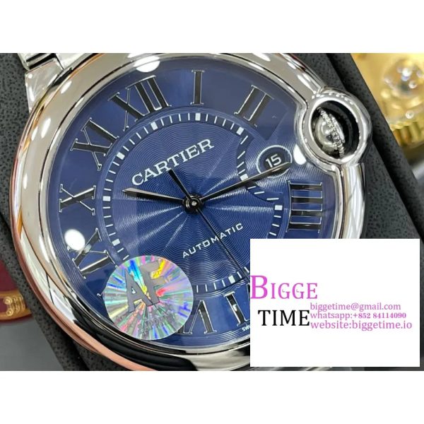 Ballon Bleu 42mm SS AF 1:1 Best Edition Blue Texture Dial on SS Bracelet A2824 - Image 4