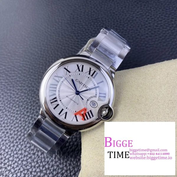 Ballon Bleu 42mm SS AF 1:1 Best Edition White Texture Dial on SS Bracelet A2824 - Image 2