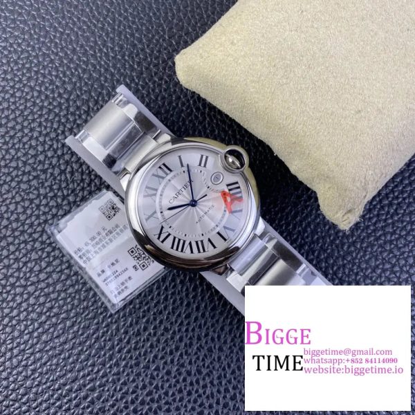 Ballon Bleu 42mm SS AF 1:1 Best Edition White Texture Dial on SS Bracelet A2824 - Image 4