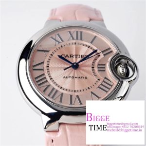 Ballon Bleu De Cartier 33mm Pink Dial Pink Leather Strap AF NH05A