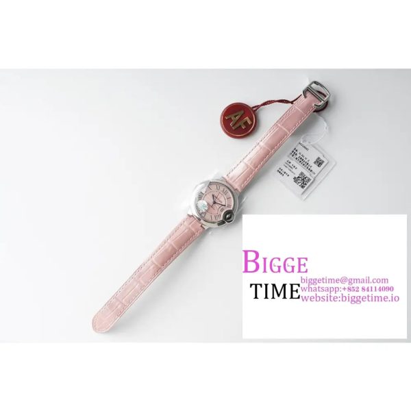Ballon Bleu De Cartier 33mm Pink Dial Pink Leather Strap AF NH05A - Image 7