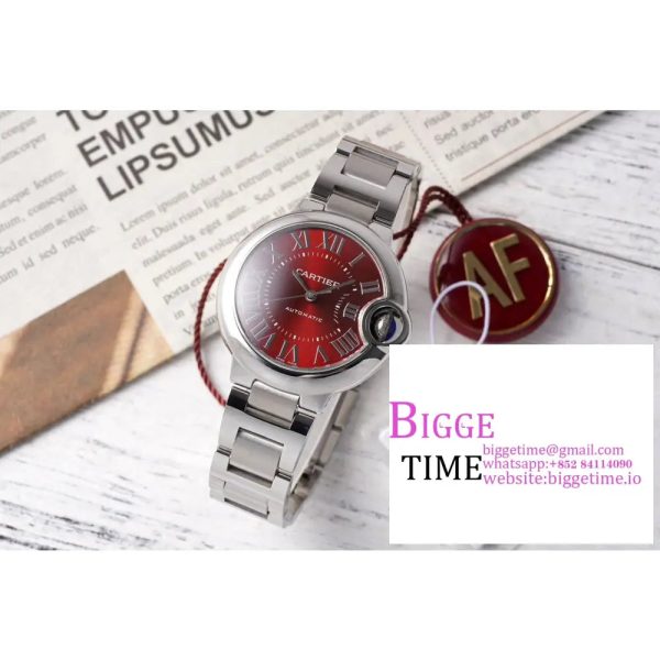 Ballon Bleu De Cartier 33mm Red Dial SS Bracelet AF NH05A - Image 5