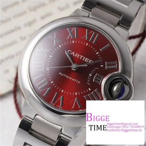 Ballon Bleu De Cartier 33mm Red Dial SS Bracelet AF NH05A