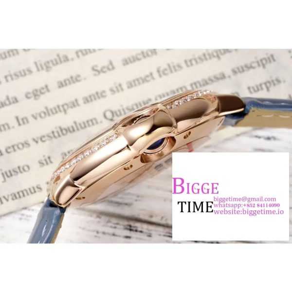 Ballon Bleu De Cartier 33mm RG Diamond Bezel Champagne Dial Blue Leather Strap AF NH05A - Image 7