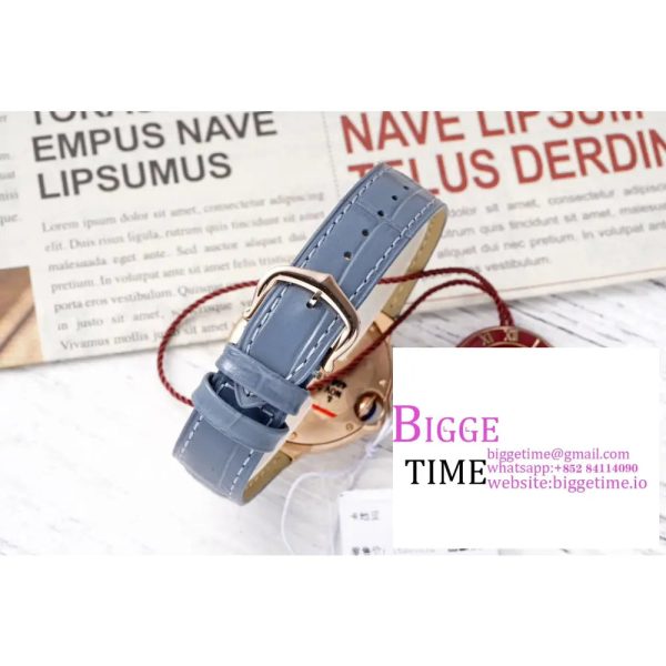Ballon Bleu De Cartier 33mm RG Diamond Bezel Champagne Dial Blue Leather Strap AF NH05A - Image 5