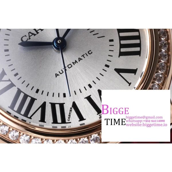 Ballon Bleu De Cartier 33mm RG Diamond Bezel White Dial Red Leather Strap AF NH05A - Image 5