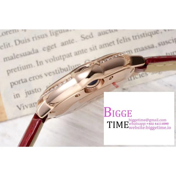 Ballon Bleu De Cartier 33mm RG Diamond Bezel White Dial Red Leather Strap AF NH05A - Image 6