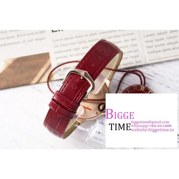 Ballon Bleu De Cartier 33mm RG Diamond Bezel White Dial Red Leather Strap AF NH05A - Image 8