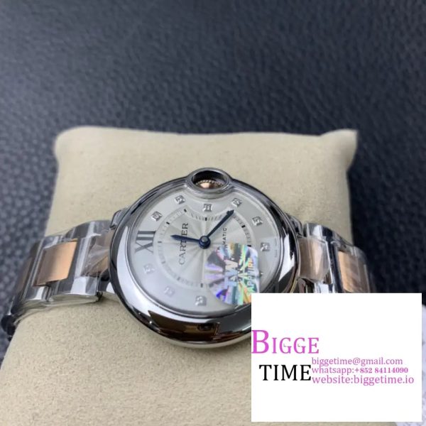 Ballon Bleu De Cartier 33mm RG/SS White Dial Diamond Marker Two Hands RG/SS Bracelet TWF NH05A - Image 3