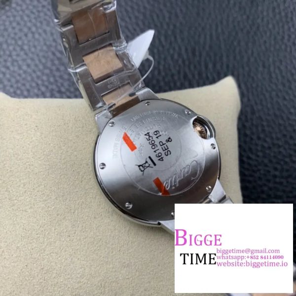 Ballon Bleu De Cartier 33mm RG/SS White Dial Diamond Marker Two Hands RG/SS Bracelet TWF NH05A - Image 9