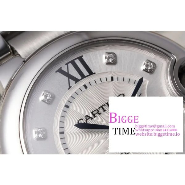 Ballon Bleu De Cartier 33mm White Dial Diamond Marker Two Hands SS Bracelet AF NH05A - Image 5