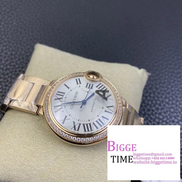 Ballon Bleu De Cartier 36mm RG Double Diamond Bezel White Dial RG Bracelet AF A2824 - Image 3