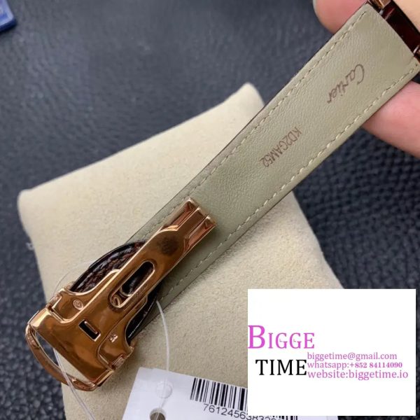 Ballon Bleu De Cartier 36mm RG Double Diamond Bezel White Dial Brown Leather Strap AF A2824 - Image 5
